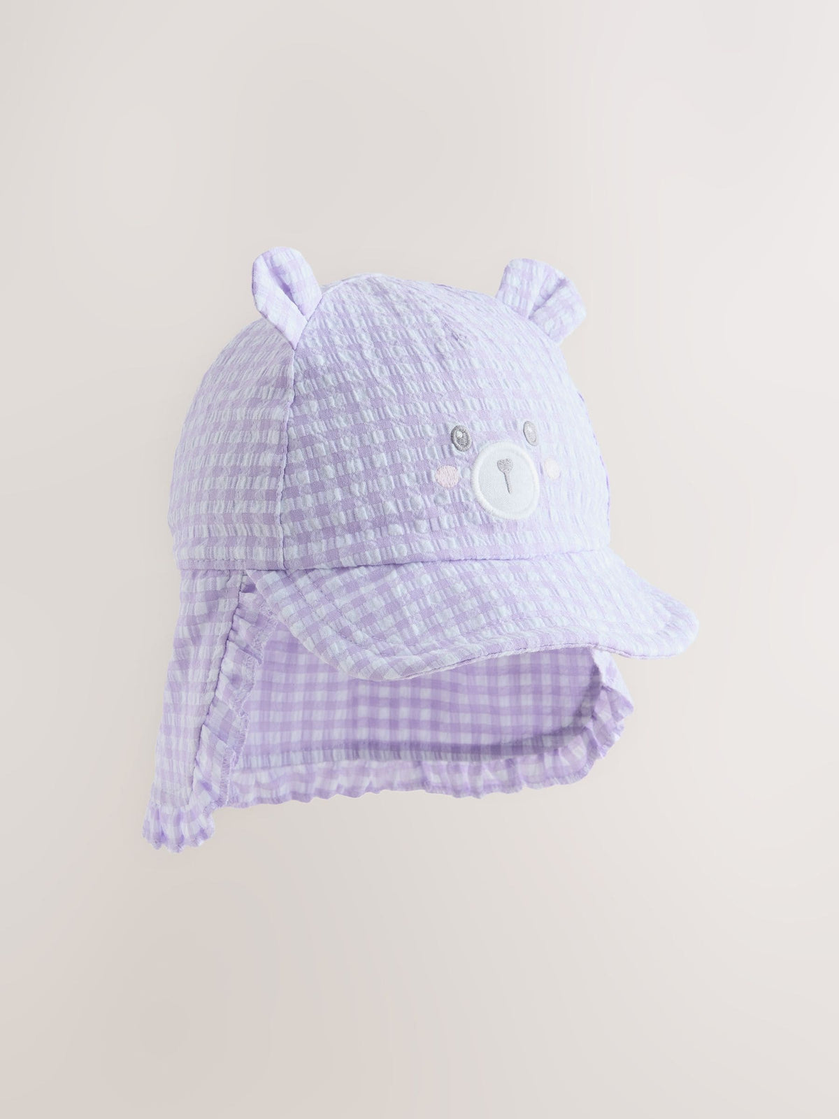 Purple Gingham Baby Embroidered Bear Legionnaire Hat image 1