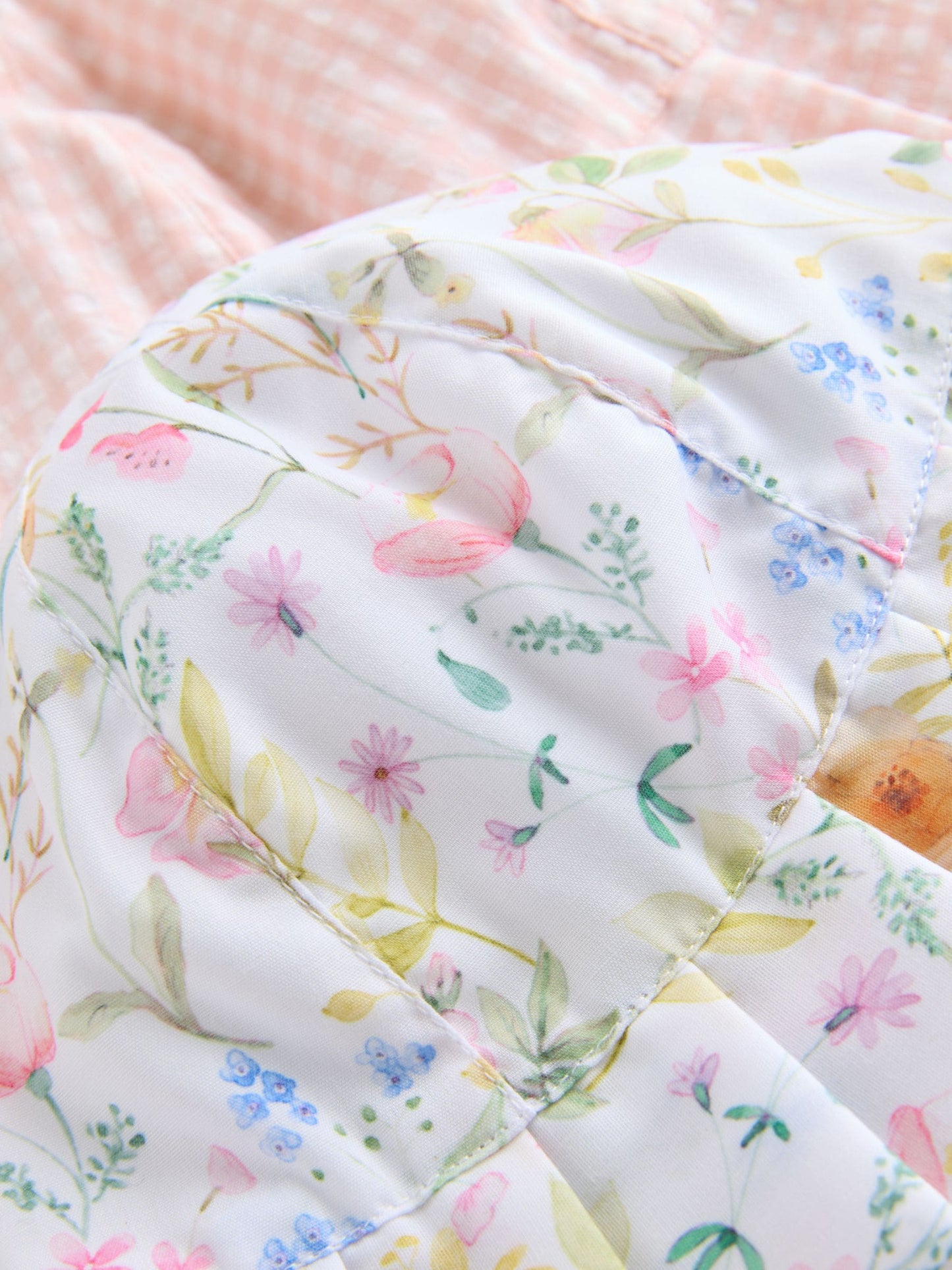 Pink Floral and Gingham Baby Woven Bucket Hats 2 Pack image 4