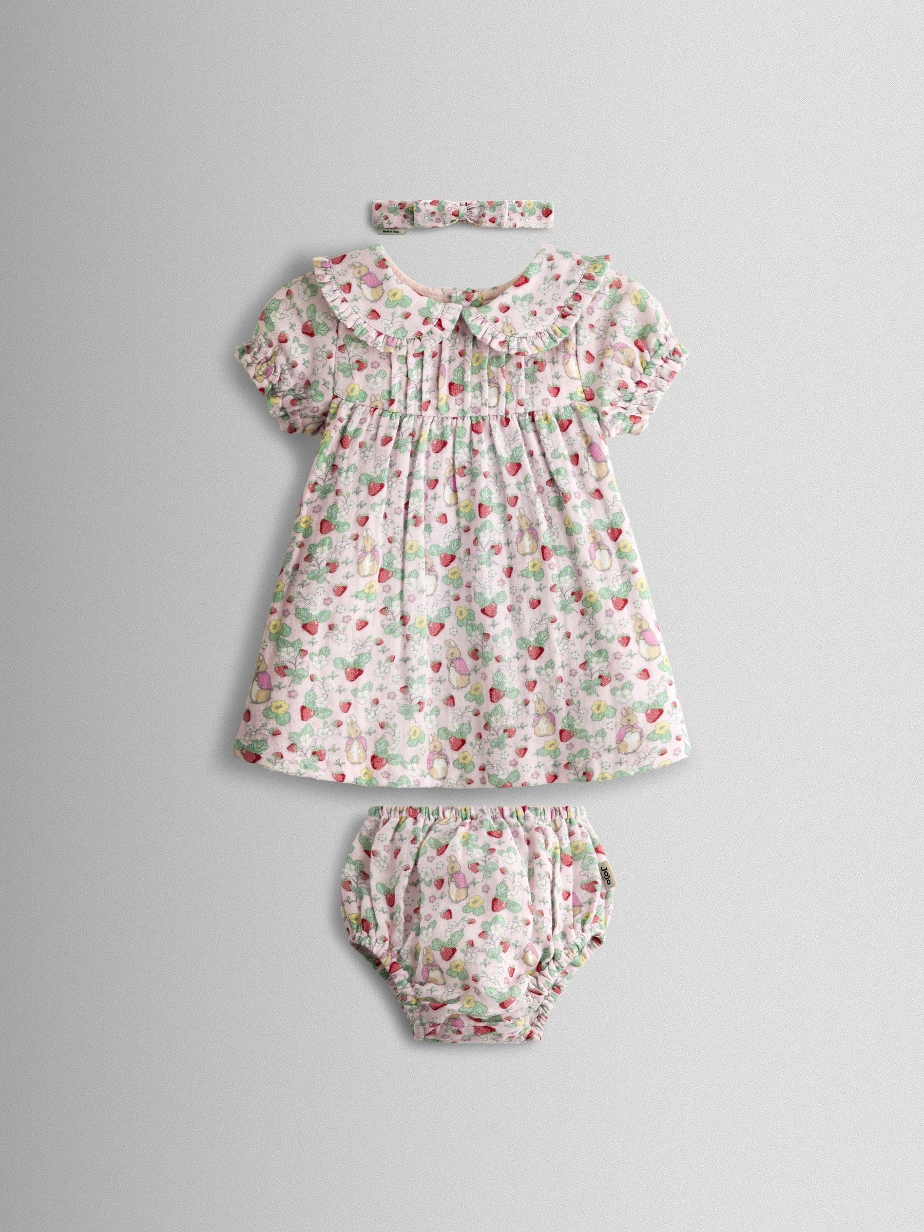 JoJo Maman Bébé Pink Flopsy Bunny Dress, Knicker & Headband Set image 1