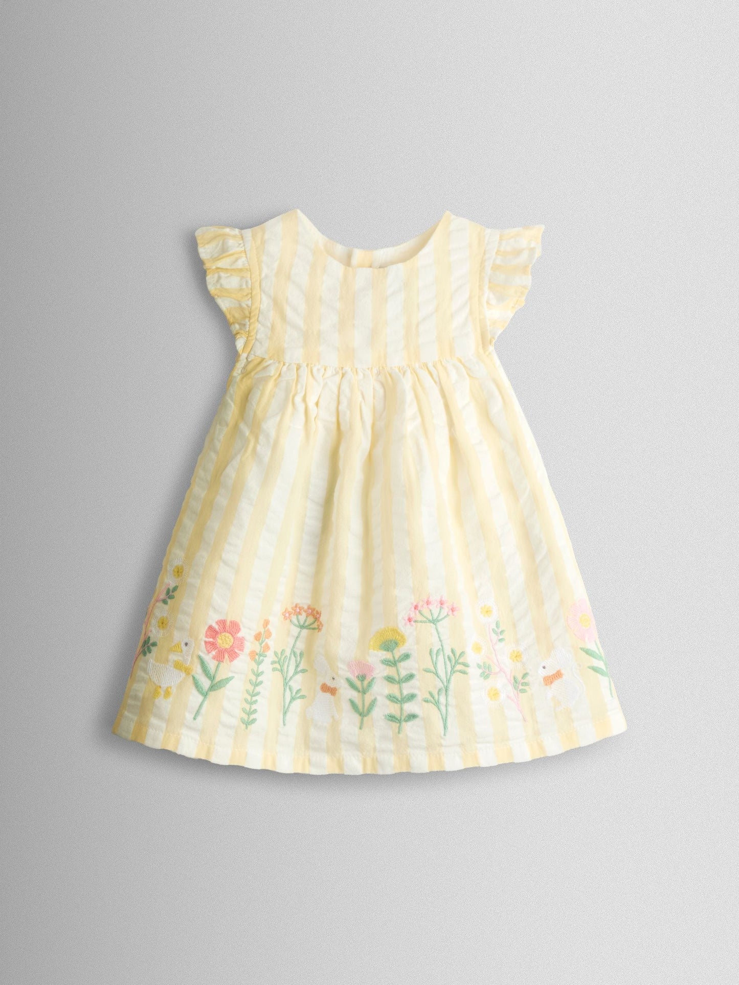 JoJo Maman Bébé Yellow Bunny Embroidered Dress, Knicker and Hat Set image 4