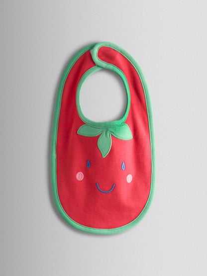 JoJo Maman Bébé Green Tomato Appliqué Cotton Footed Zip Sleepsuit, Hat and Bib Set image 4