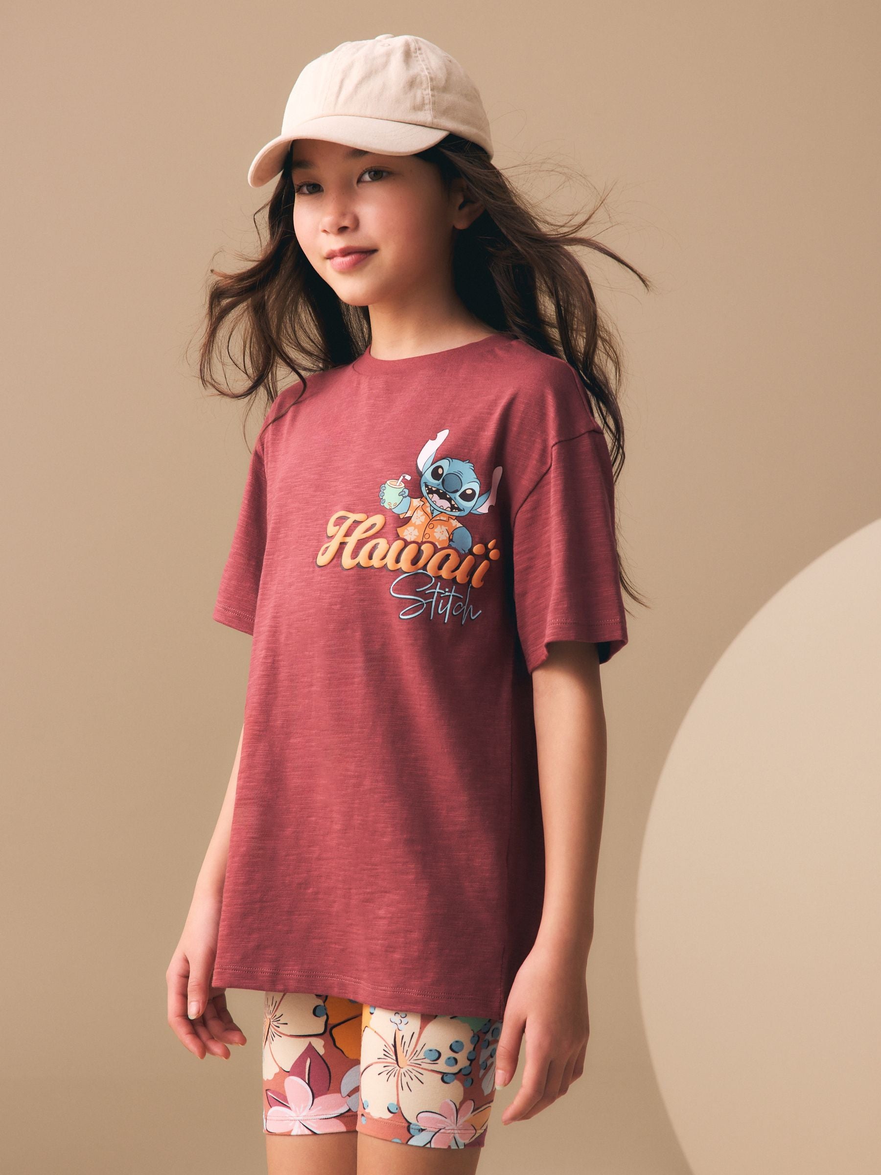 Dsiney Kidz - Chocolate Brown Lilo & Stitch License T-Shirt and Cycle Shorts Set (3-16yrs) image 1