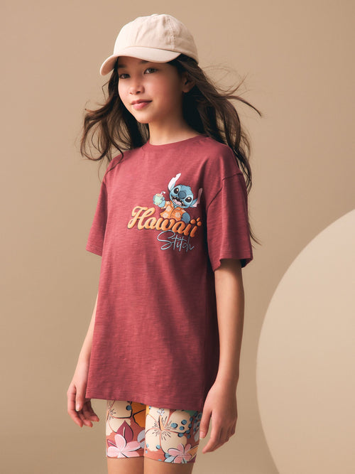 Dsiney Kidz - Chocolate Brown Lilo & Stitch License T-Shirt and Cycle Shorts Set (3-16yrs) image 1