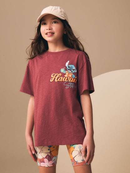 Dsiney Kidz - Chocolate Brown Lilo & Stitch License T-Shirt and Cycle Shorts Set (3-16yrs) image 2