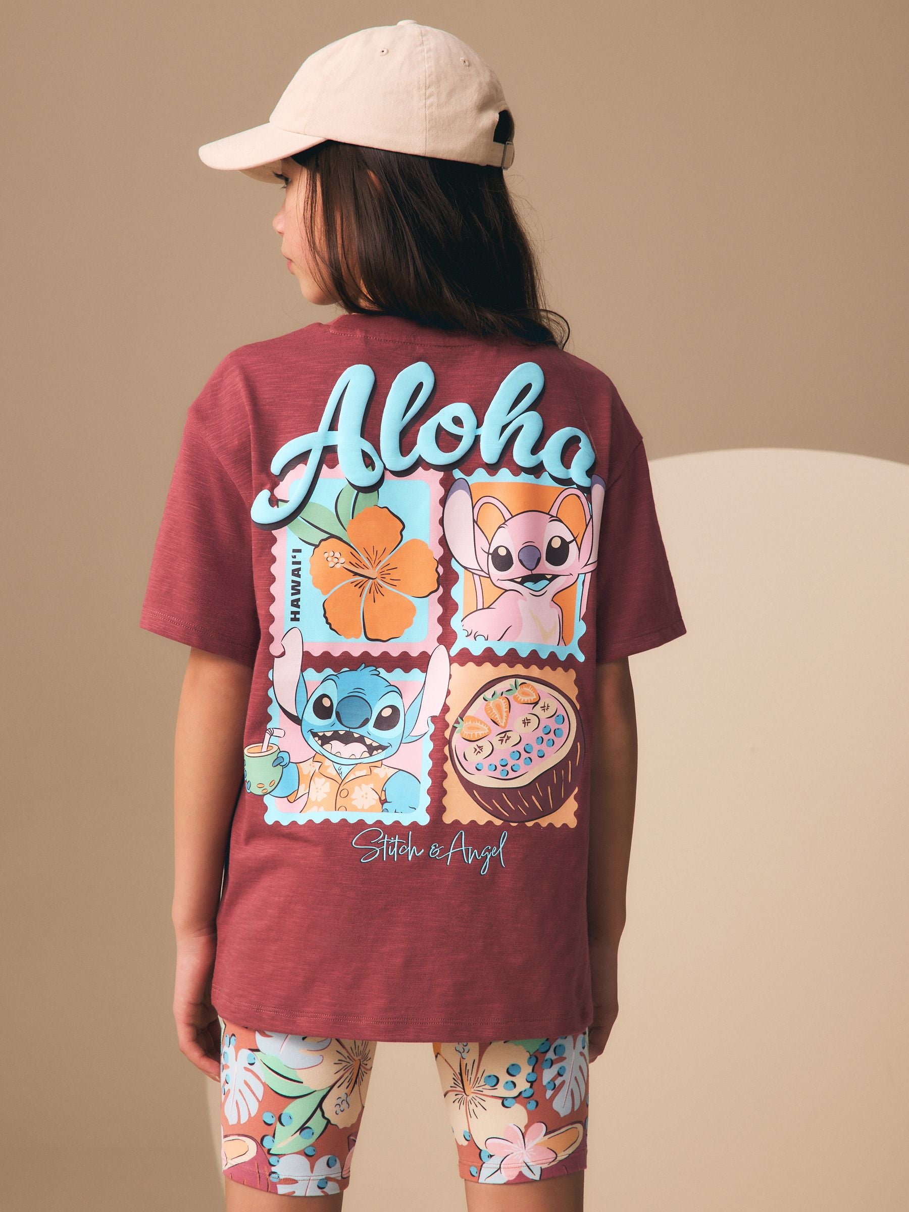 Dsiney Kidz - Chocolate Brown Lilo & Stitch License T-Shirt and Cycle Shorts Set (3-16yrs) image 3
