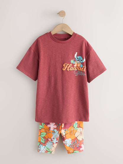 Dsiney Kidz - Chocolate Brown Lilo & Stitch License T-Shirt and Cycle Shorts Set (3-16yrs) image 5