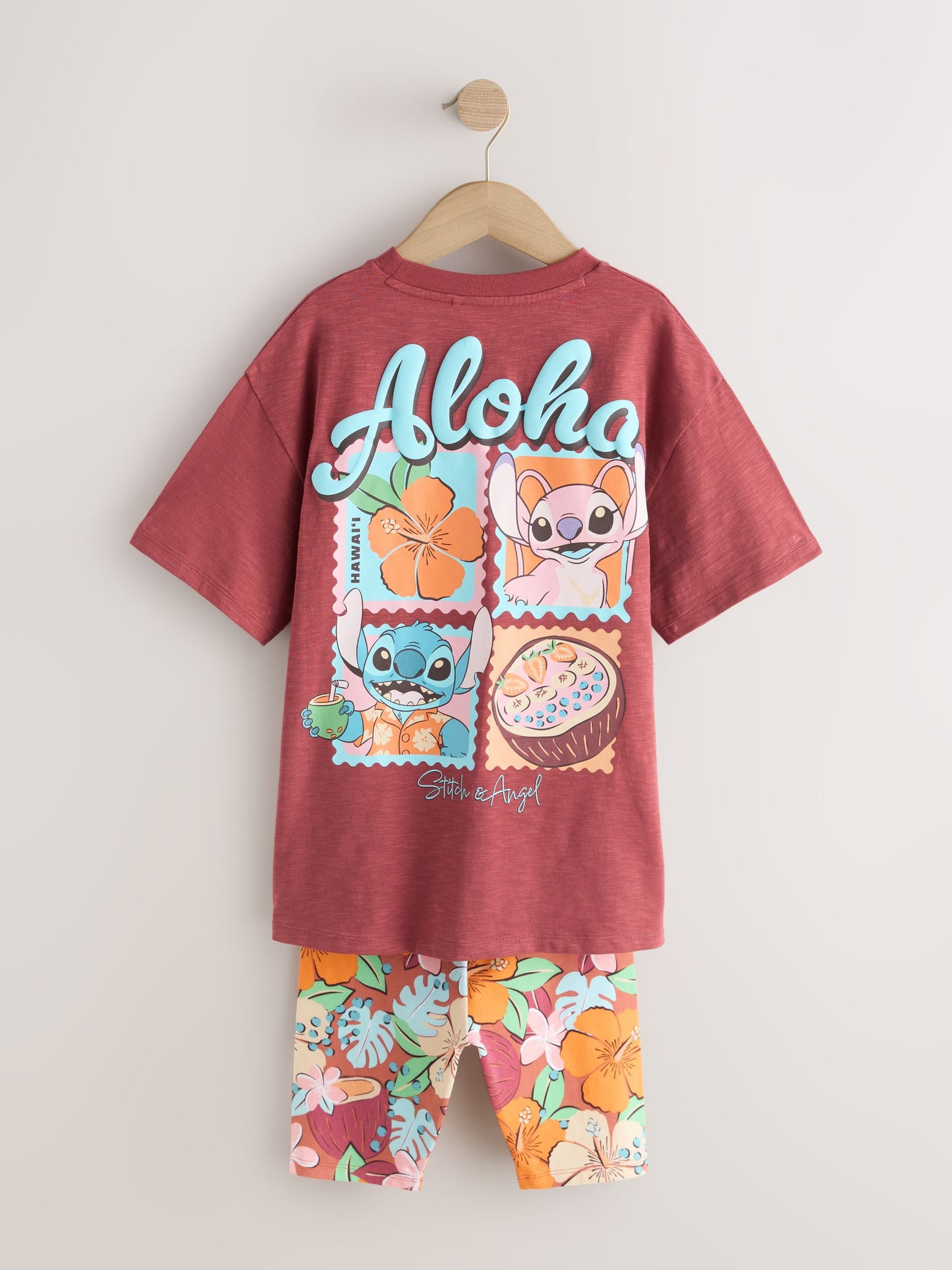 Dsiney Kidz - Chocolate Brown Lilo & Stitch License T-Shirt and Cycle Shorts Set (3-16yrs) image 7