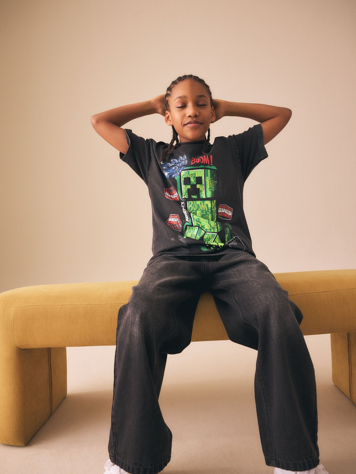 Dsiney Kidz - Charcoal Grey Washed Single Minecraft T-Shirt (3-16yrs) image 2