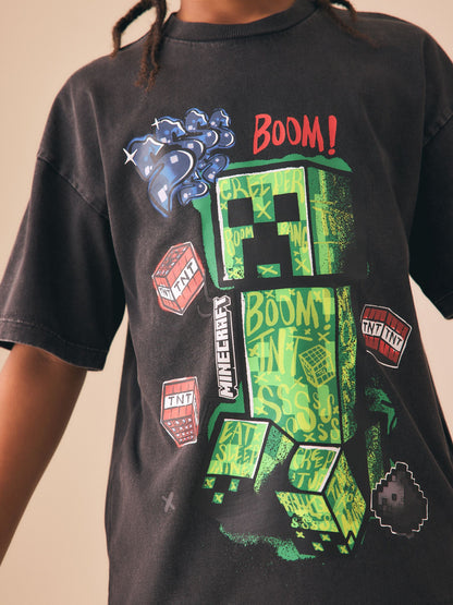 Dsiney Kidz - Charcoal Grey Washed Single Minecraft T-Shirt (3-16yrs) image 4