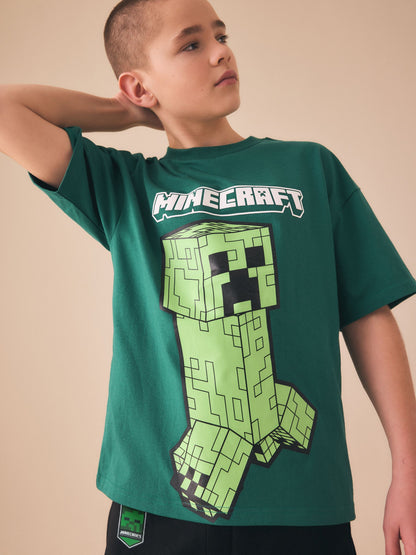 Dark Green/Black Minecraft T-Shirt and Shorts Set (3-16yrs) image 4