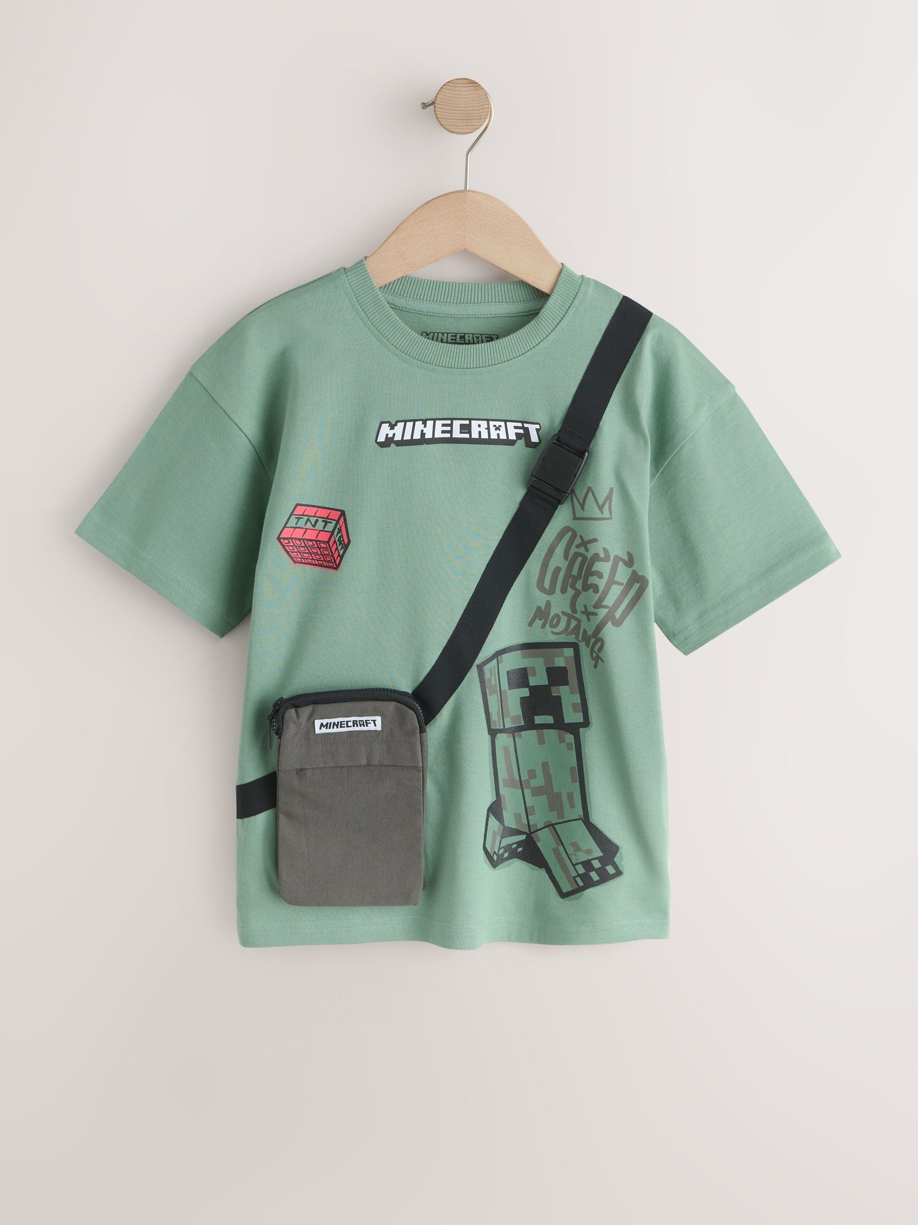 Dsiney Kidz - Sage Green Minecraft Bag T-Shirt (3-16yrs) image 1