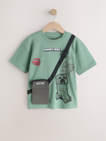 Dsiney Kidz - Sage Green Minecraft Bag T-Shirt (3-16yrs) image 1