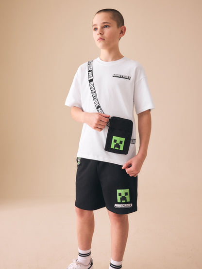 Dsiney Kidz - White/Black Minecraft Bag T-Shirt and Shorts Set (3-16yrs) image 1
