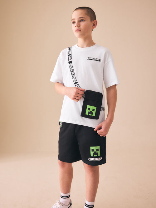 Dsiney Kidz - White/Black Minecraft Bag T-Shirt and Shorts Set (3-16yrs) image 1