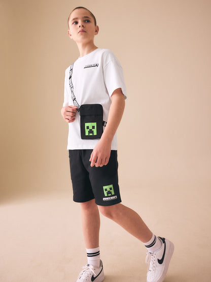 Dsiney Kidz - White/Black Minecraft Bag T-Shirt and Shorts Set (3-16yrs) image 2