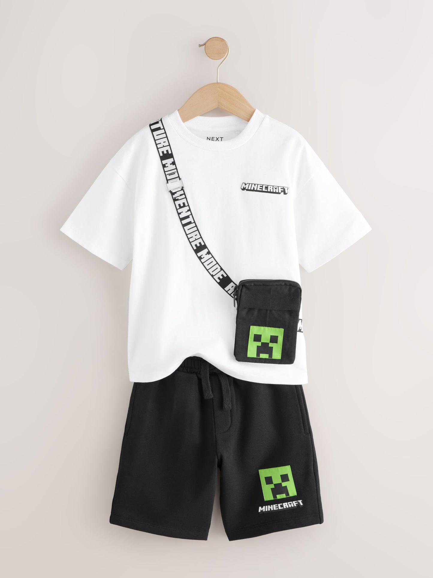 Dsiney Kidz - White/Black Minecraft Bag T-Shirt and Shorts Set (3-16yrs) image 5