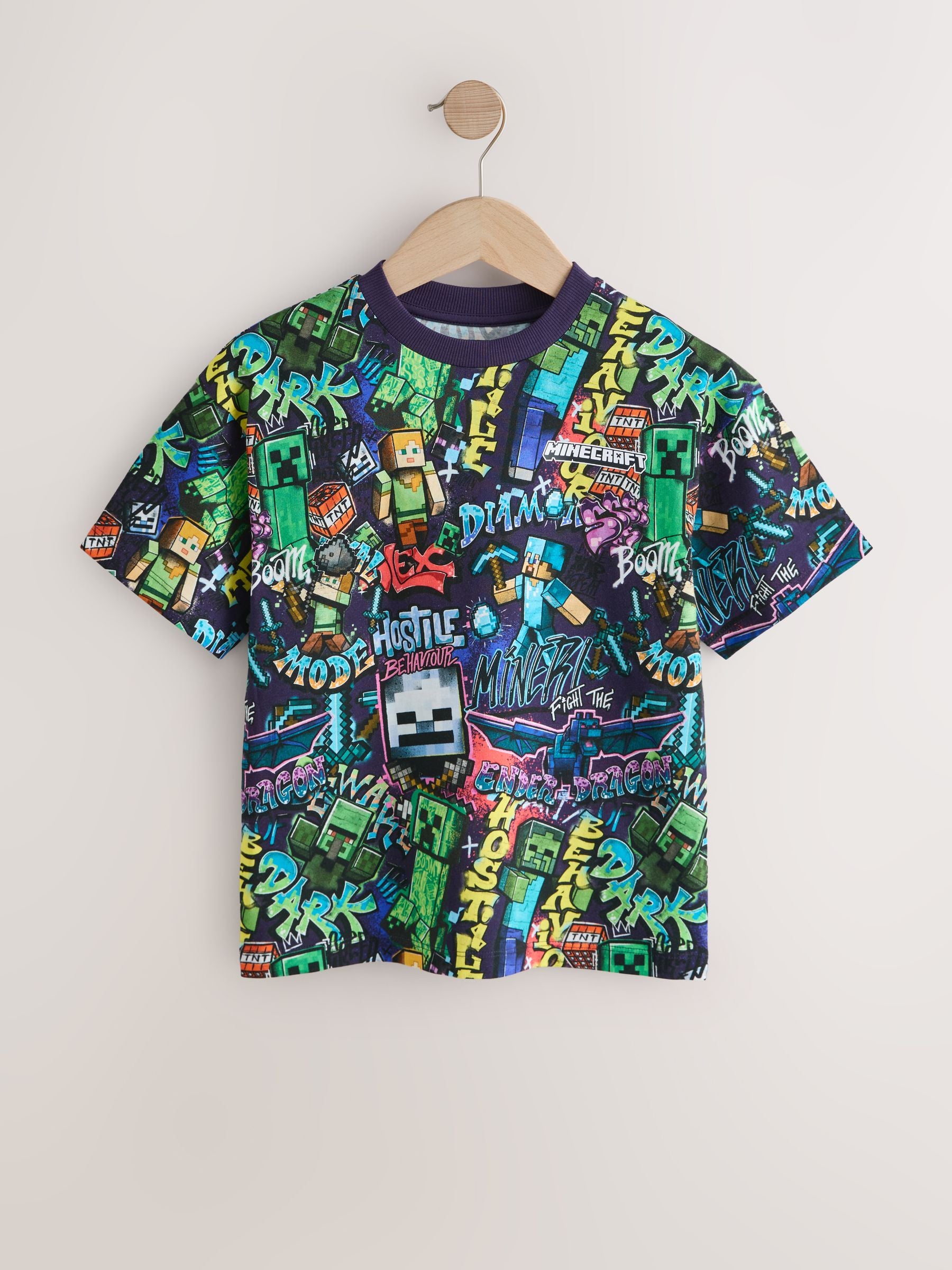 Dsiney Kidz - Purple All Over Print Single Minecraft T-Shirt (3-16yrs) image 1