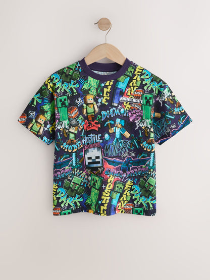 Dsiney Kidz - Purple All Over Print Single Minecraft T-Shirt (3-16yrs) image 1