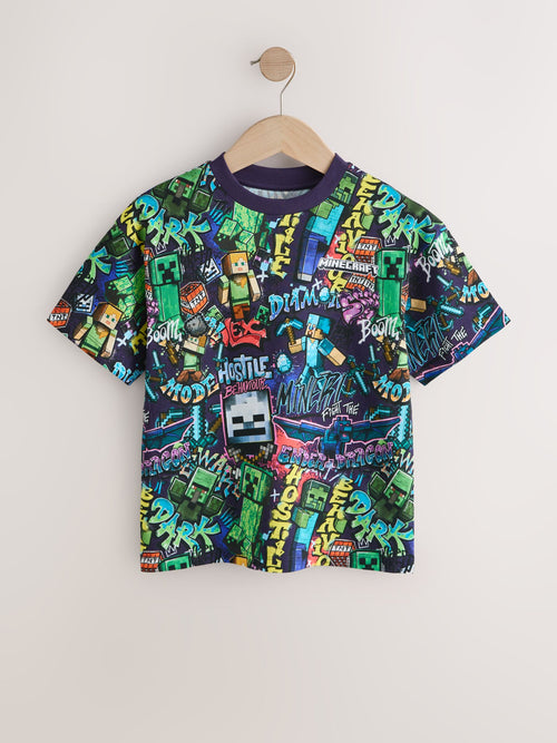 Dsiney Kidz - Purple All Over Print Single Minecraft T-Shirt (3-16yrs) image 1