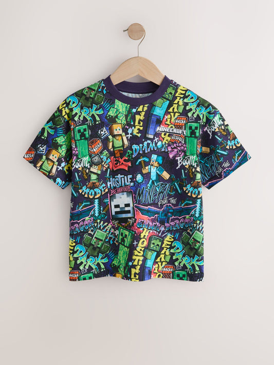 Dsiney Kidz - Purple All Over Print Single Minecraft T-Shirt (3-16yrs) image 1