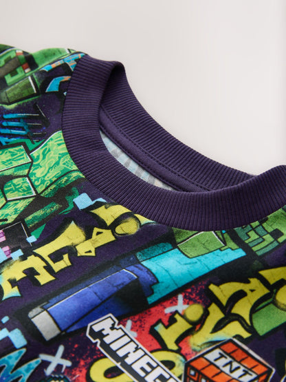 Dsiney Kidz - Purple All Over Print Single Minecraft T-Shirt (3-16yrs) image 3