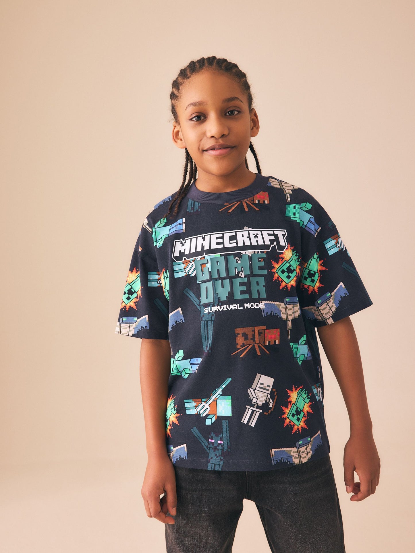 Dsiney Kidz - Black All Over Print Single Minecraft T-Shirt (3-16yrs) image 1