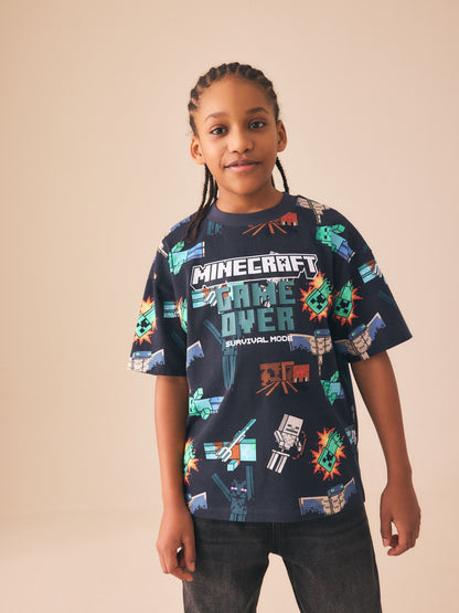 Dsiney Kidz - Black All Over Print Single Minecraft T-Shirt (3-16yrs) image 1