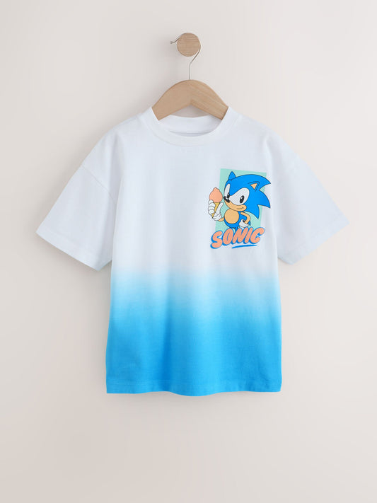 Disney Kidz - White/Blue Dip Dye Sonic T-Shirt (3-16yrs) image 1