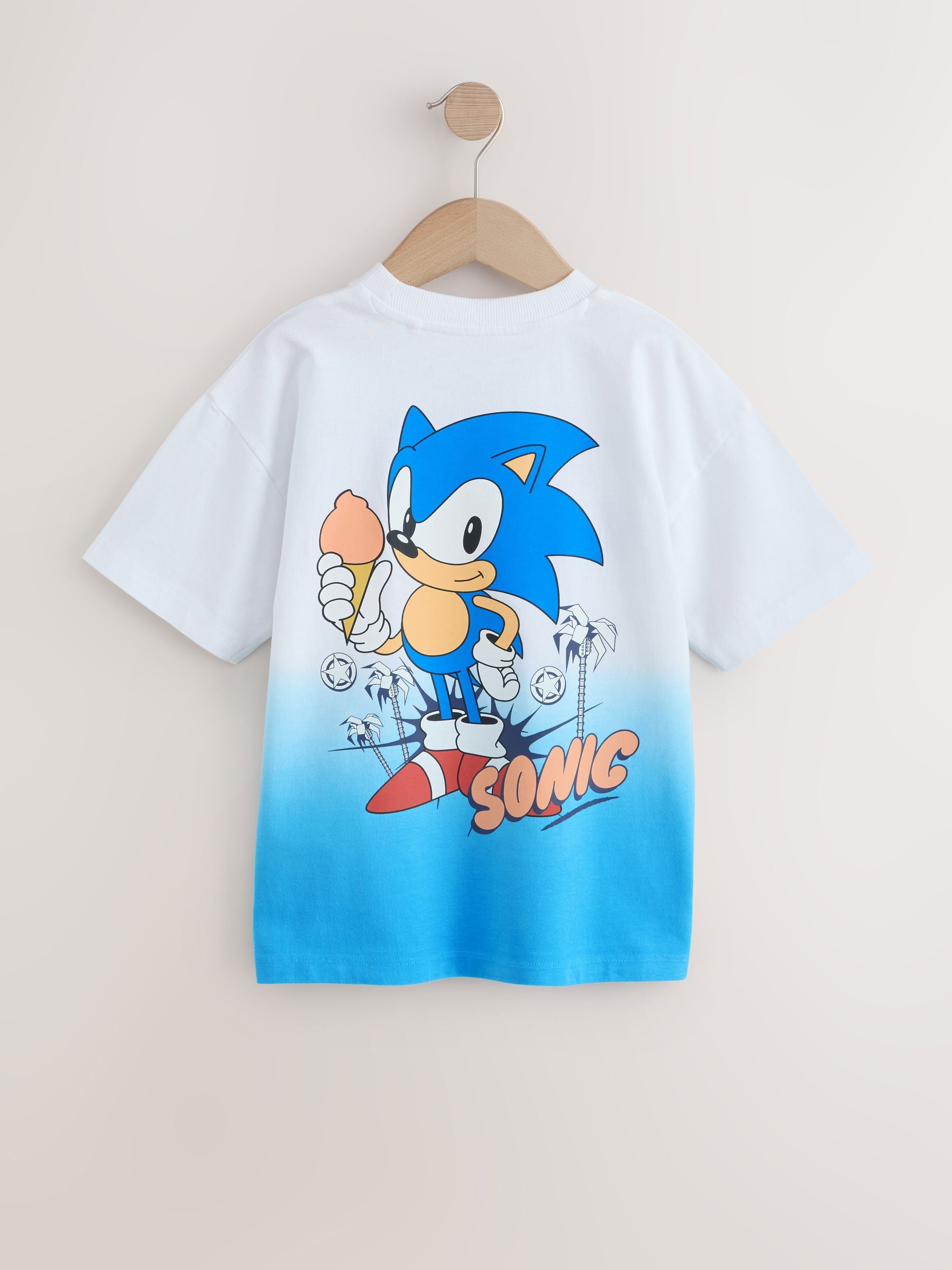 Dsiney Kidz - White/Blue Dip Dye Sonic T-Shirt (3-16yrs) image 2