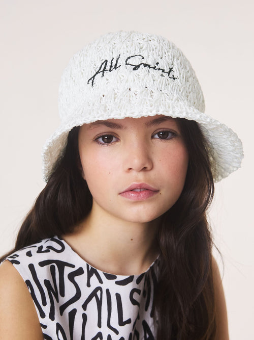 smALLSAINTS Straw Effect Logo Bucket Hat image 1