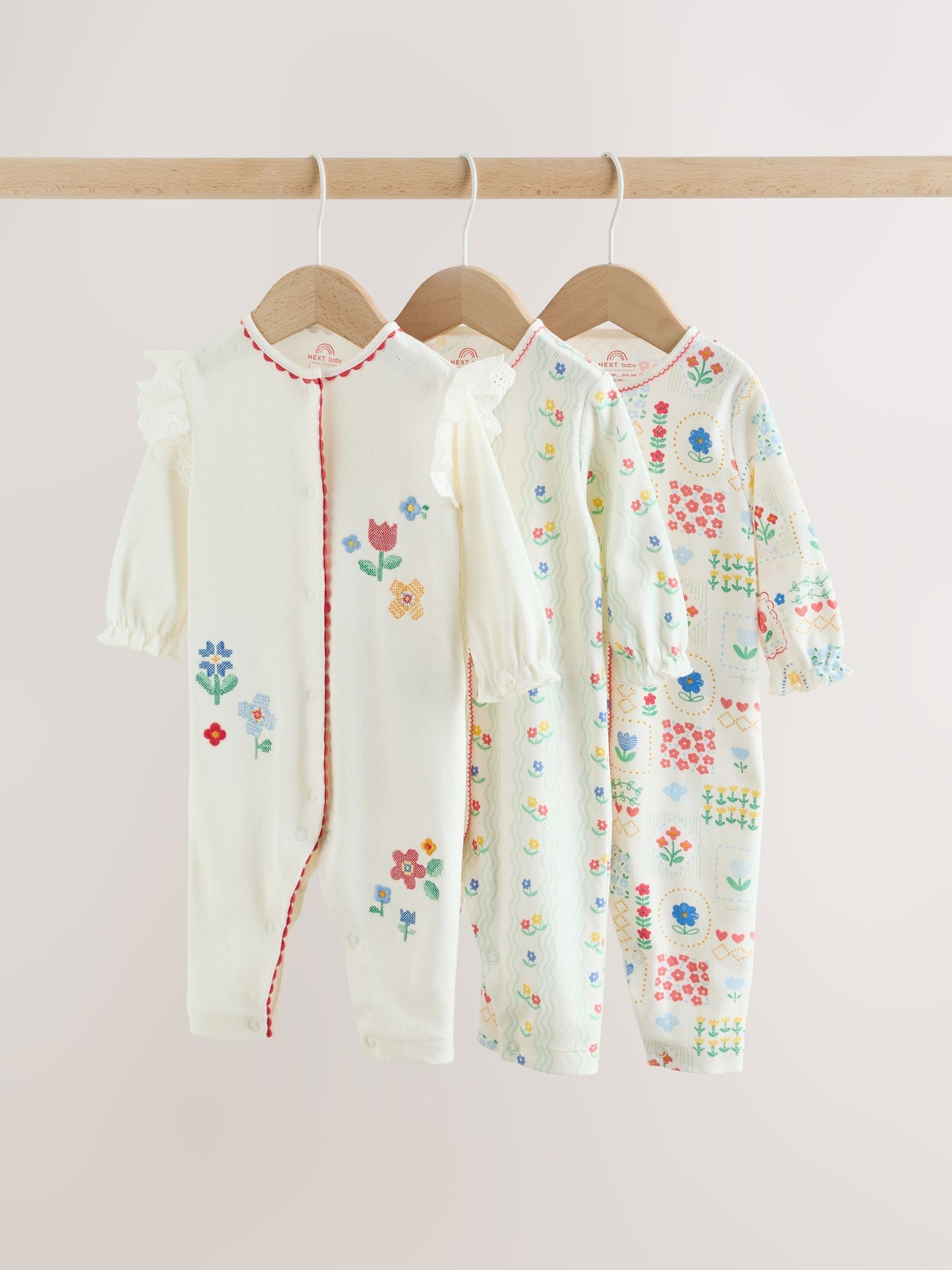 Red/White/Navy Baby Sleepsuits 3 Pack (0mths-3yrs) image 1