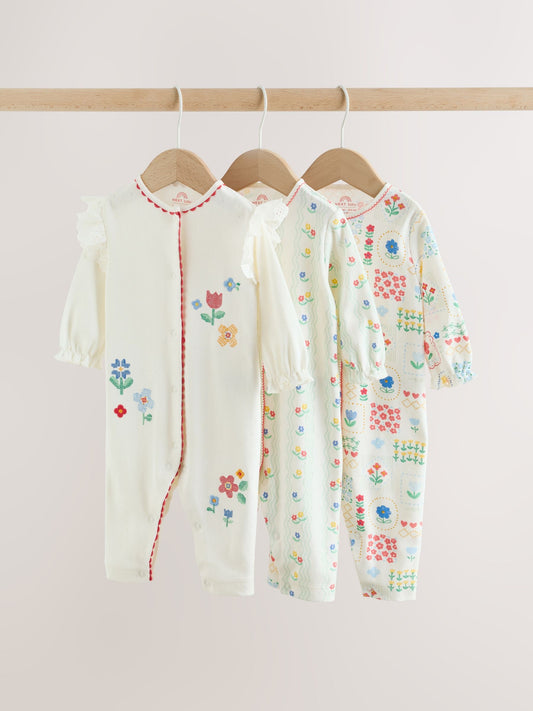 Red/White/Navy Baby Sleepsuits 3 Pack (0mths-3yrs) image 1