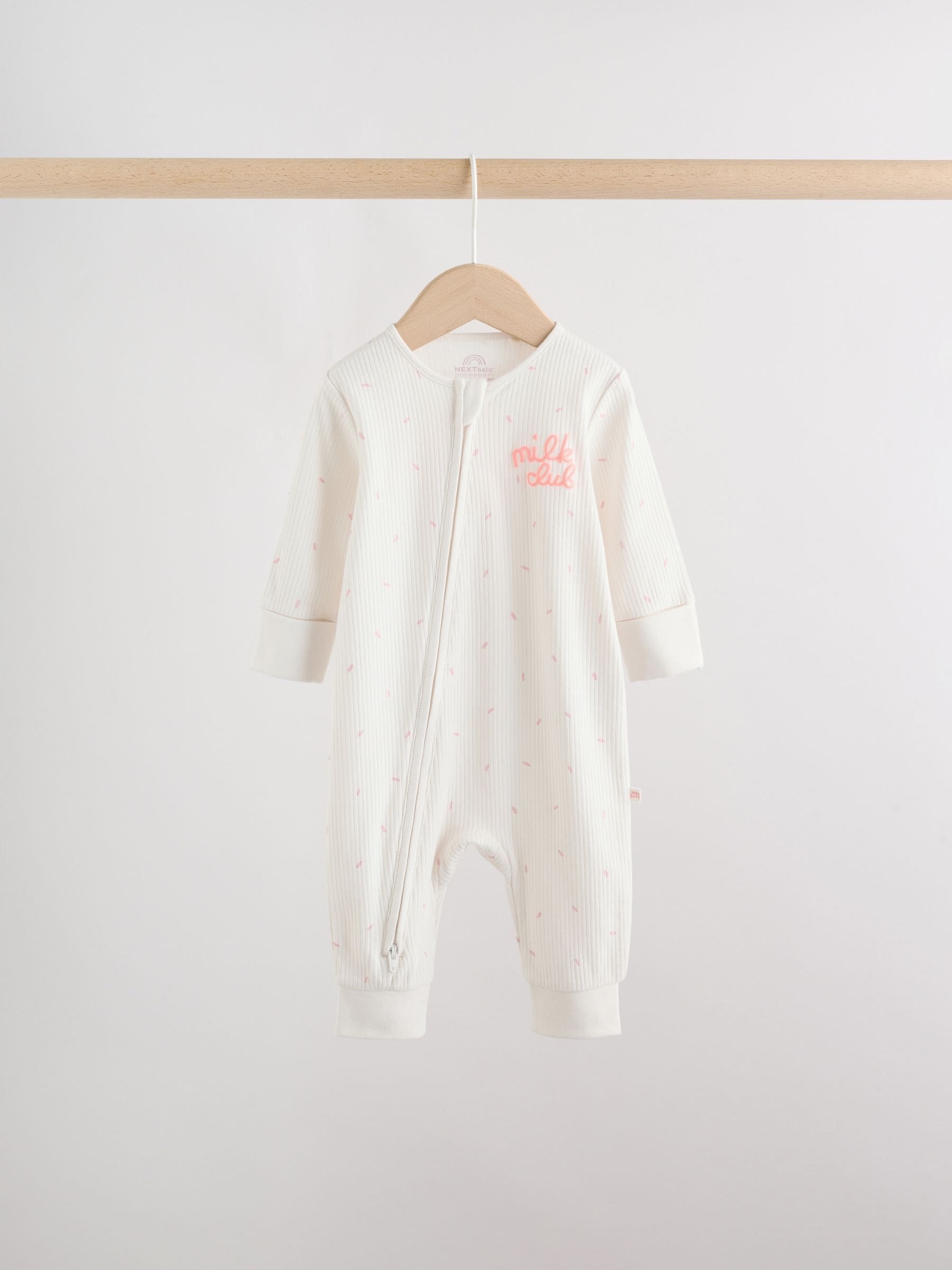 Pink Two Way Zip Baby Sleepsuit 3 Pack (0mths-3yrs) image 5