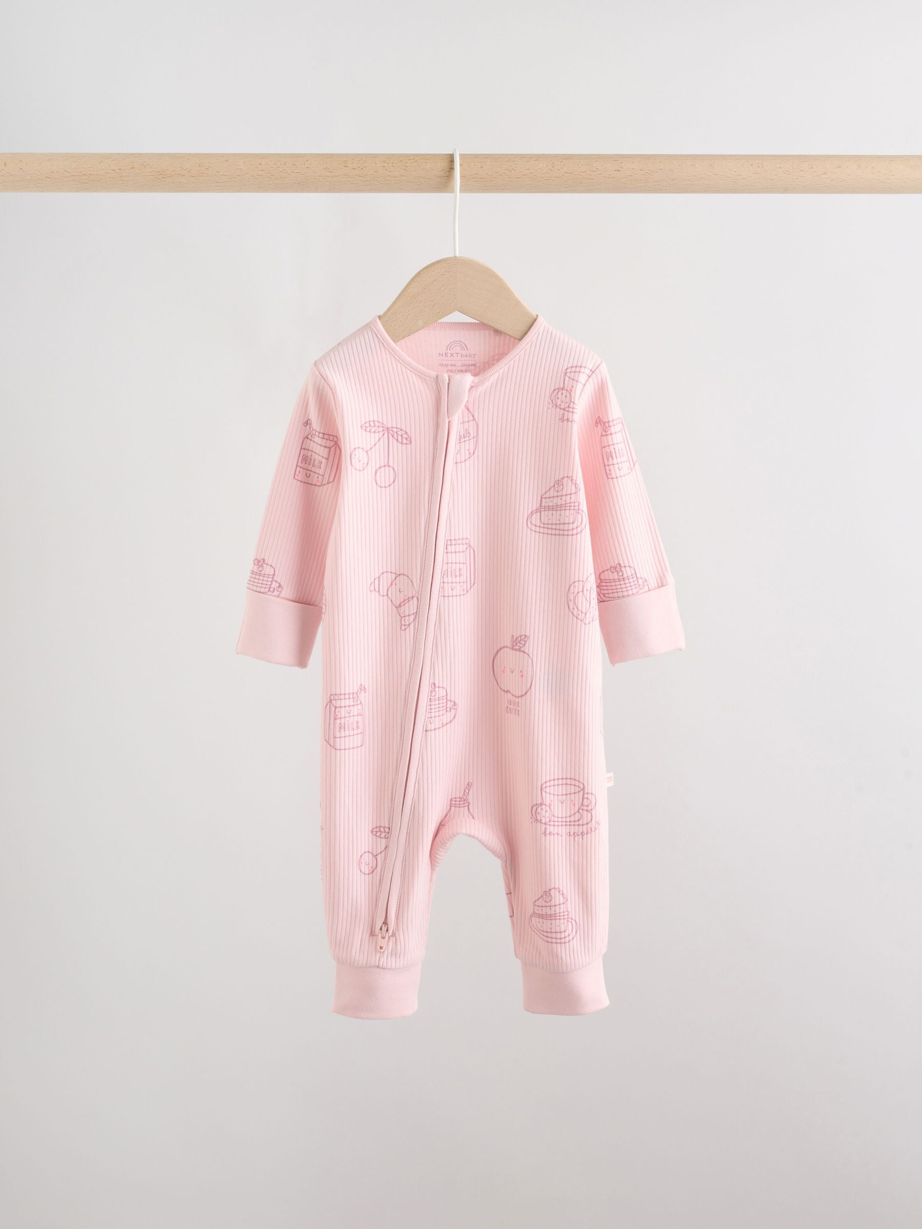 Pink Two Way Zip Baby Sleepsuit 3 Pack (0mths-3yrs) image 6