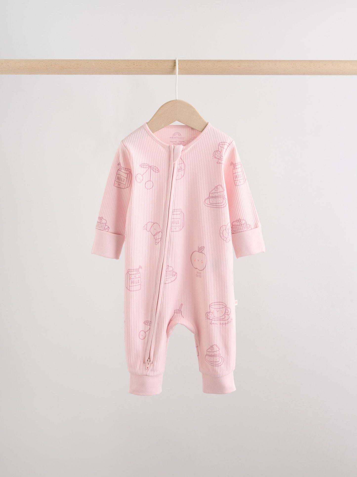 Pink Two Way Zip Baby Sleepsuit 3 Pack (0mths-3yrs) image 6