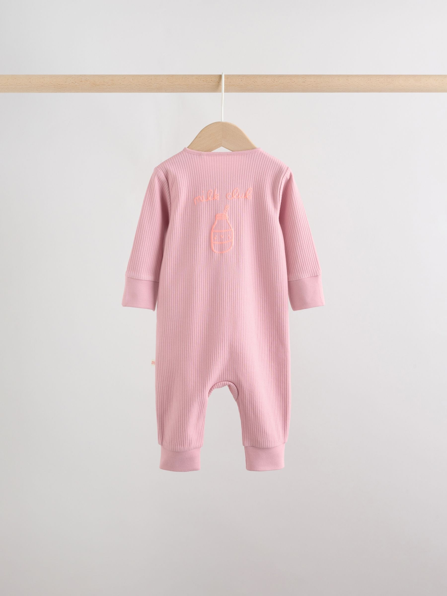Pink Two Way Zip Baby Sleepsuit 3 Pack (0mths-3yrs) image 7