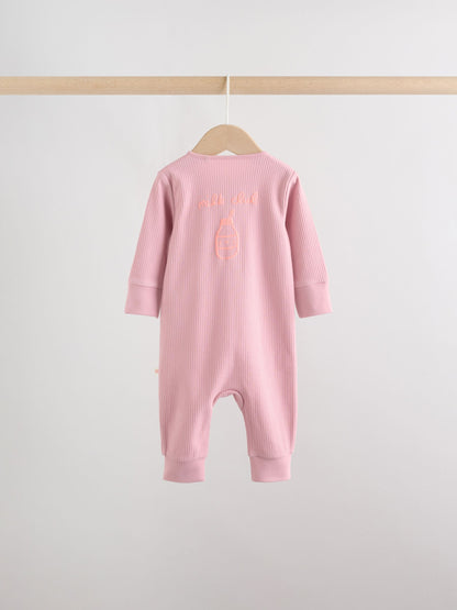 Pink Two Way Zip Baby Sleepsuit 3 Pack (0mths-3yrs) image 7