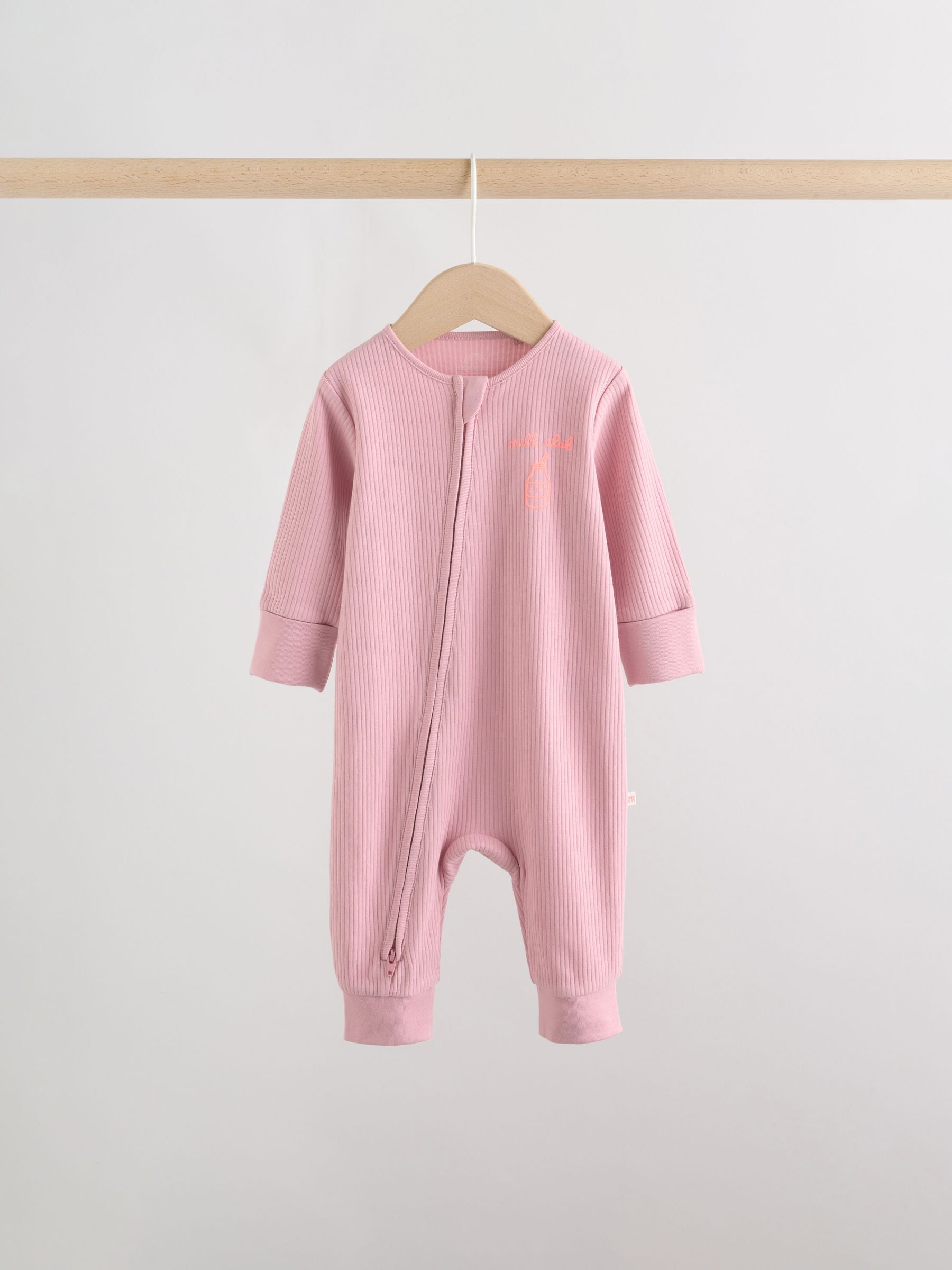 Pink Two Way Zip Baby Sleepsuit 3 Pack (0mths-3yrs) image 8