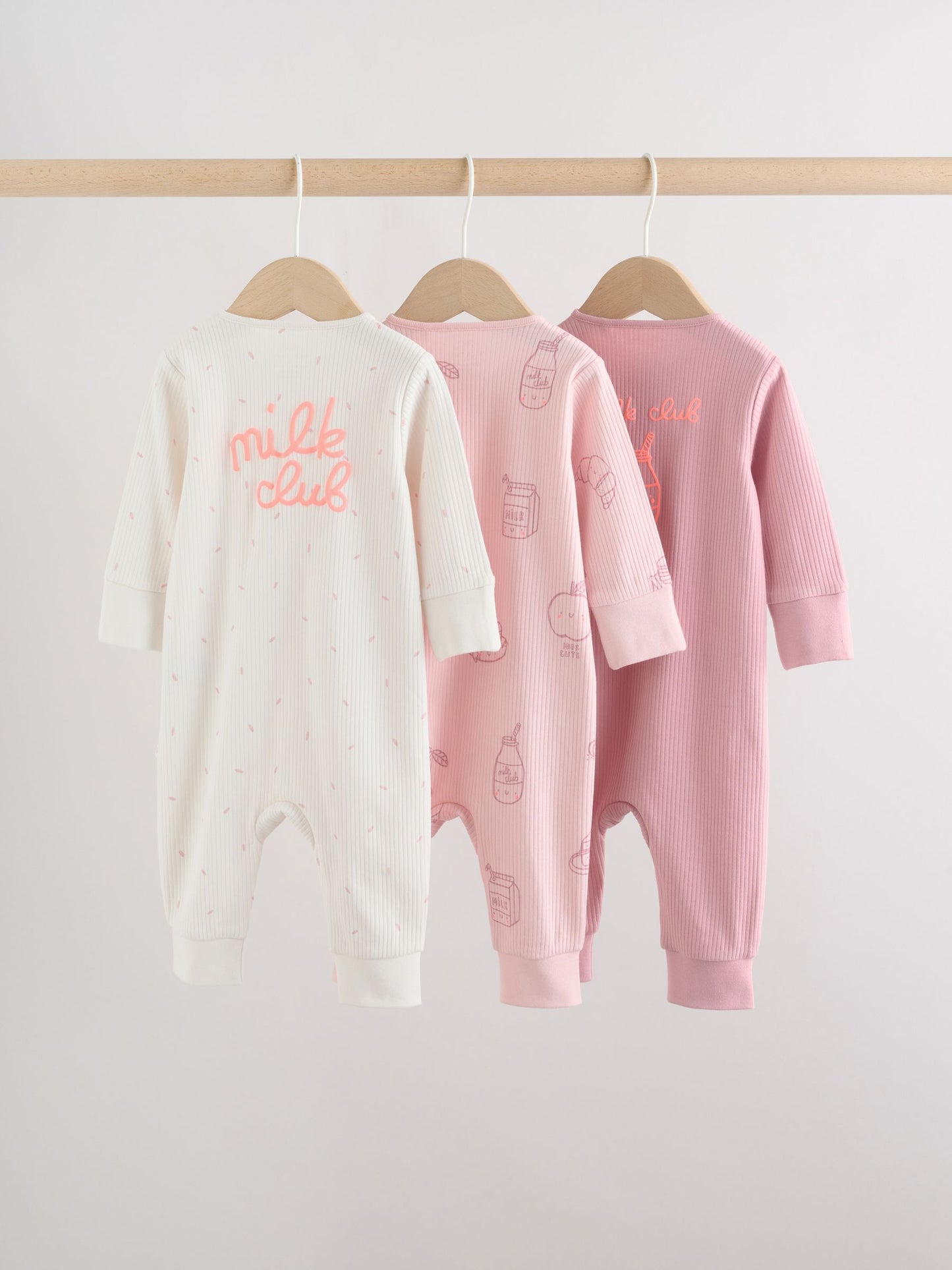 Pink Two Way Zip Baby Sleepsuit 3 Pack (0mths-3yrs) image 9