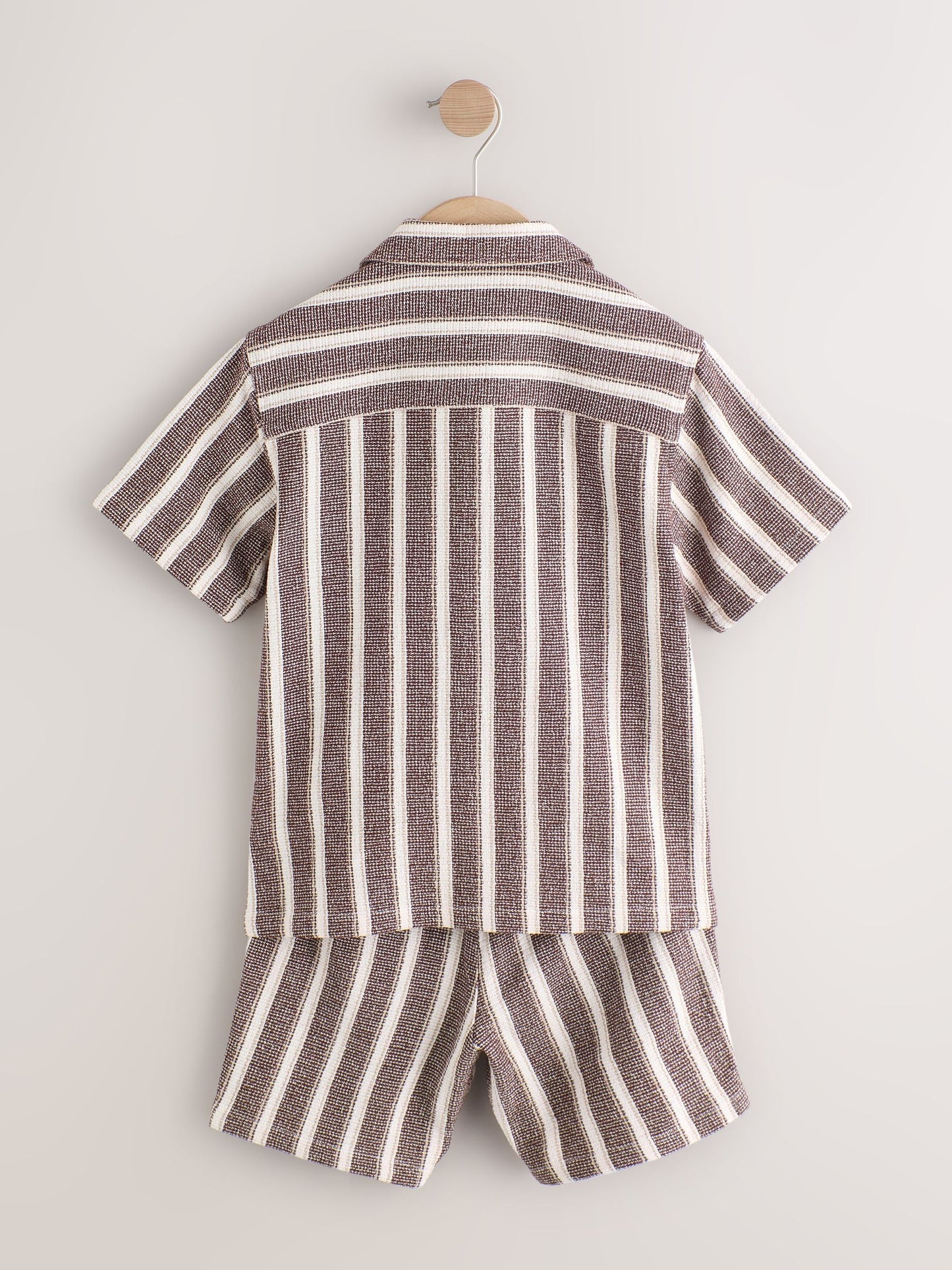 Dsiney Kidz - Chocolate Brown Short Sleeve Textured Stripe Shirt and Shorts Set (3-16yrs) image 6