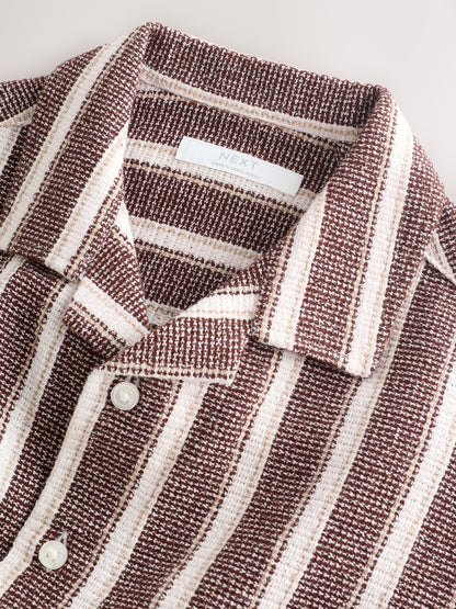 Dsiney Kidz - Chocolate Brown Short Sleeve Textured Stripe Shirt and Shorts Set (3-16yrs) image 8