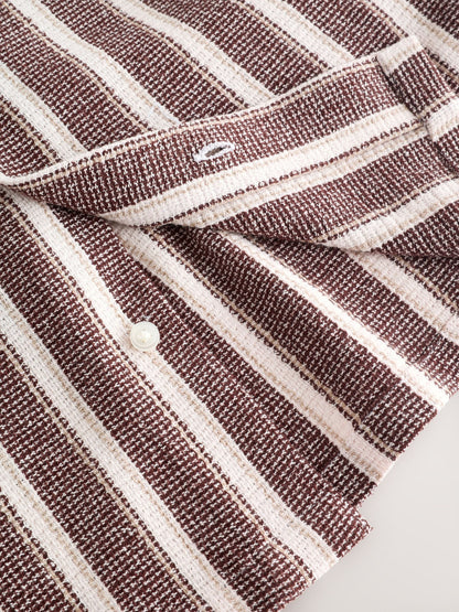 Dsiney Kidz - Chocolate Brown Short Sleeve Textured Stripe Shirt and Shorts Set (3-16yrs) image 9