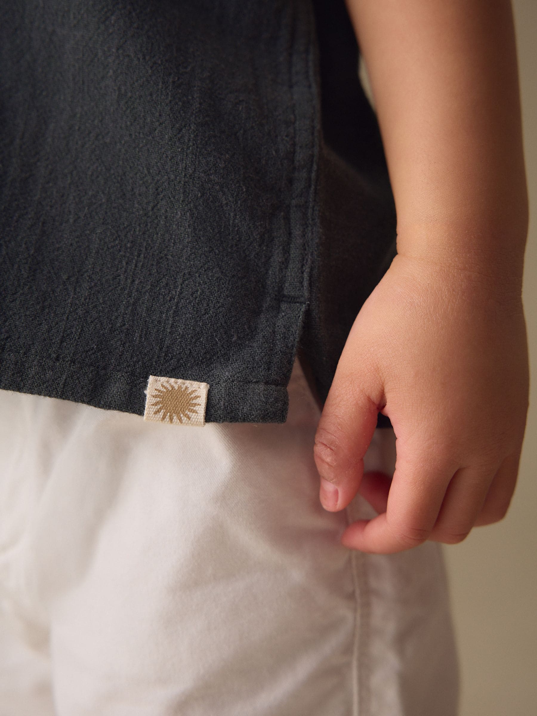 Dsiney Kidz - Charcoal Grey Short Sleeves Linen Blend Revere Collar Shirt (3mths-7yrs) image 5
