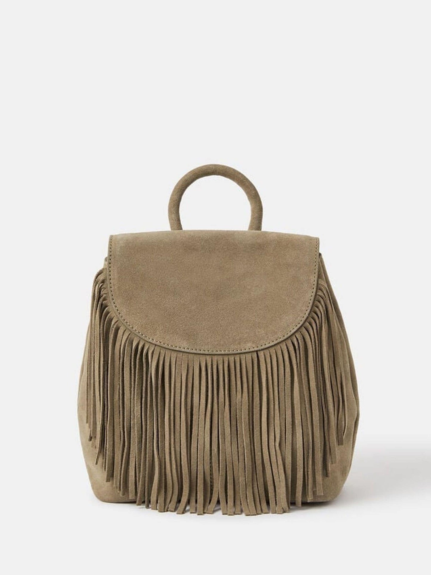 Accessorize Green Leather Fringe Backpack image 1