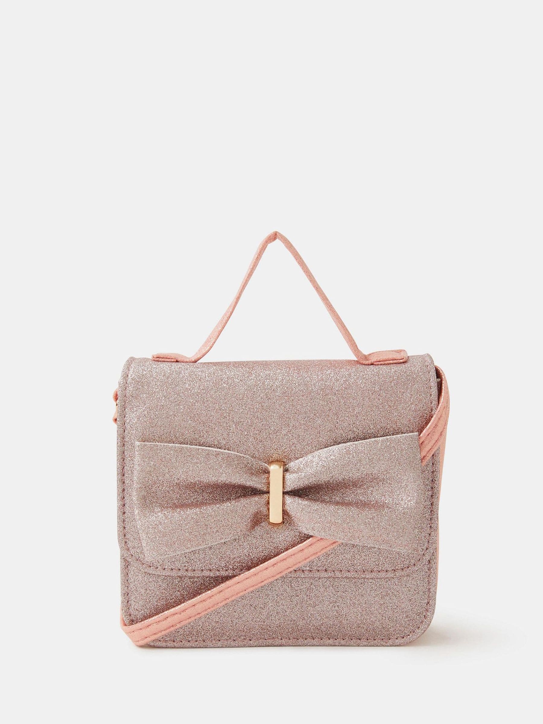 Angels By Accessorize Pink Bow Glitter Cross-Body Bag image 1