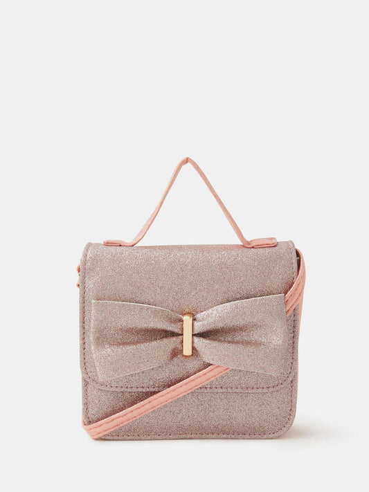 Angels By Accessorize Pink Bow Glitter Cross-Body Bag image 1