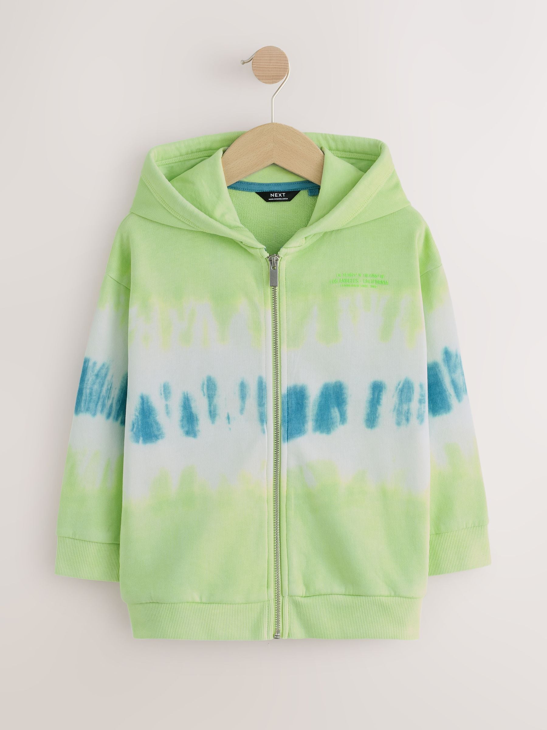 Dsiney Kidz - Lime Green Tie Dye Regular Fit Graphic Zip Through Hoodie (3-16yrs) image 1