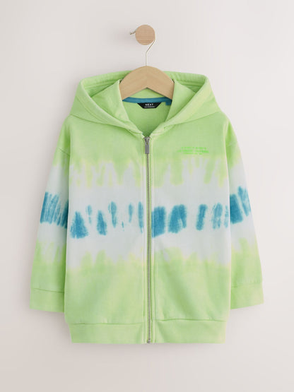Dsiney Kidz - Lime Green Tie Dye Regular Fit Graphic Zip Through Hoodie (3-16yrs) image 1