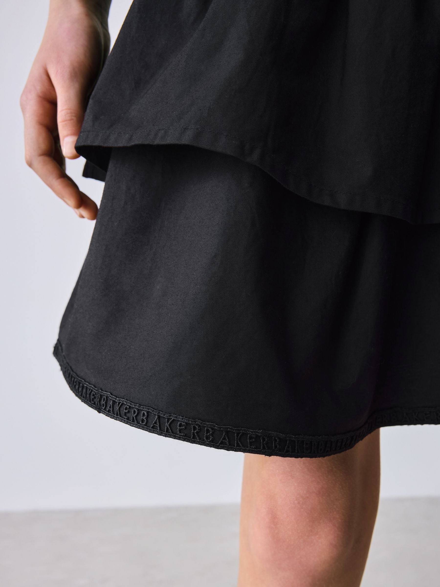 Baker by Ted Baker Drop Waist Cotton Mix Tiered Black Dress image 5