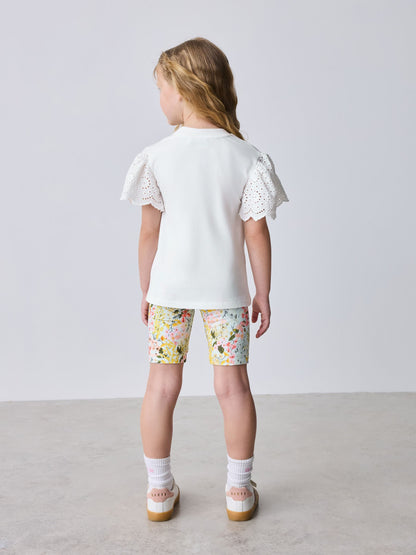 Baker by Ted Baker Broderie Sleeve T-Shirt & Floral Cycle Short 2 Piece Set image 3